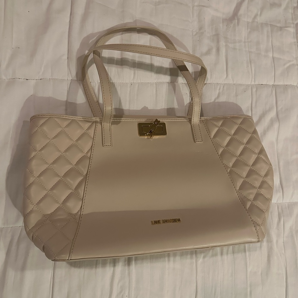 (White) Moschino medium sized tote! Used once / still in cover bag :)